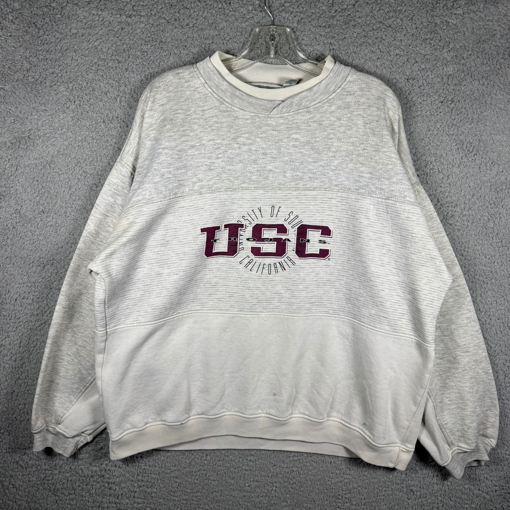 Vintage Gear For Sports USC Trojans Sweatshirt Mens XL Gray Ribbed 90s Crewneck
